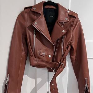 100% Leather jacket - LTH JKT - Size XS - Cognac Brown - Like New Worn O…